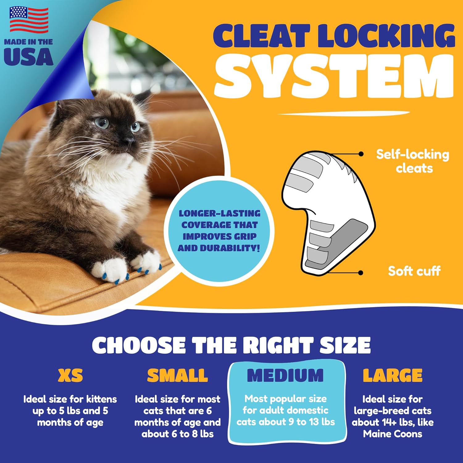 Soft Claws Safe Scratch-Free Solution for Cats - CLS (Cleat Lock System), Size: Medium, Color: Pink Sparkle