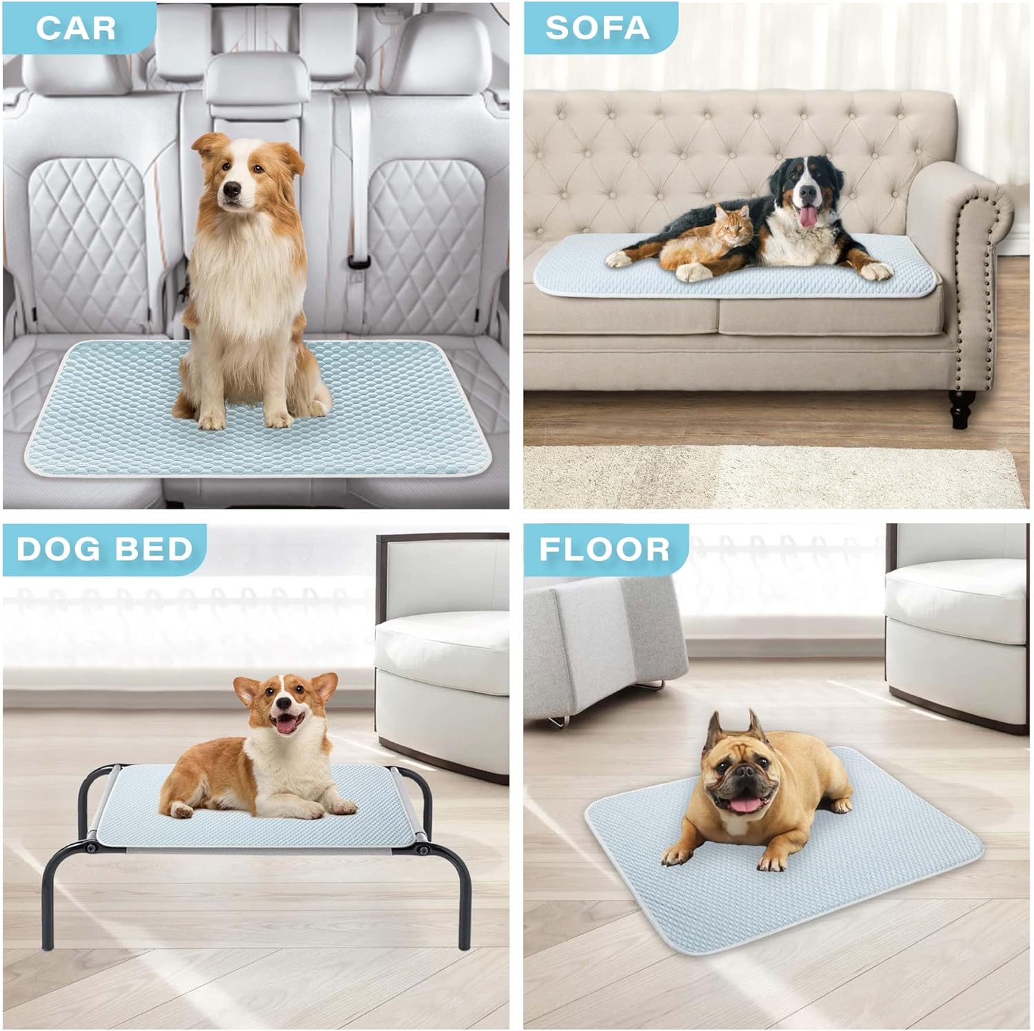 MICROCOSMOS Dog Sleeping Pad & Pet Cooling Mat- Breathable Bubble Surface, EZ Clean. Keep Cooling for Pets, Kids and Adults in Summer.(BlueWhite, 28" x 22")