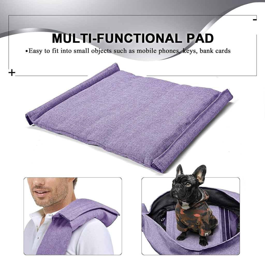 TOMKAS Medium Padded Shoulder Strap Dog Cat Carrier Sling (Purple for 8-15 lbs)