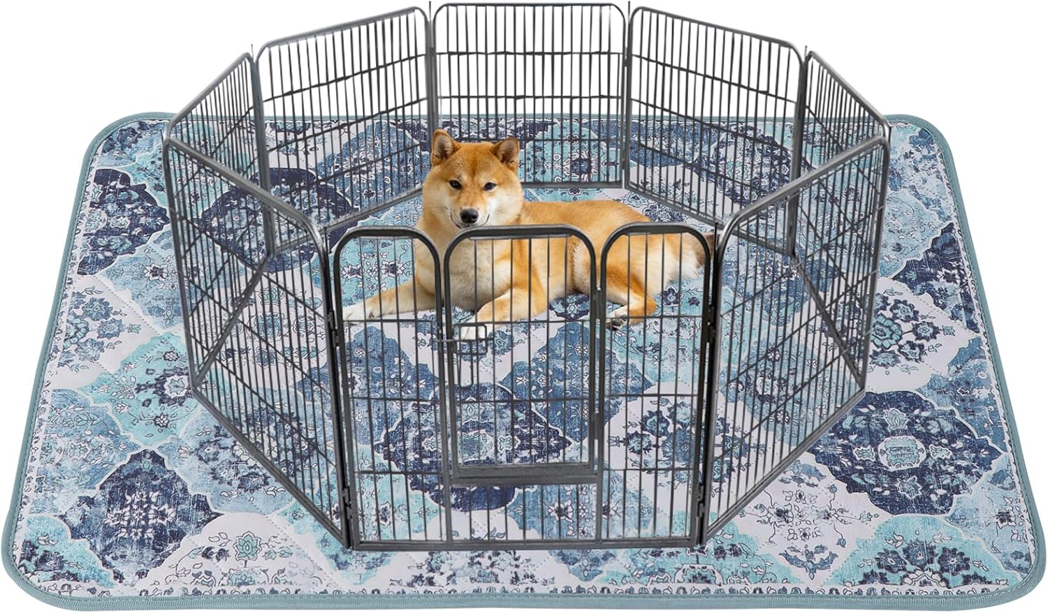 IEUUMLER Washable Pee Pads for Dogs, 1 Pack Reusable Non-Slip Grip, Super Absorbent Waterproof Puppy Pads for Potty Training, Playpen, Crate, Whelping Box EU011 (Blue, 48" x 48")