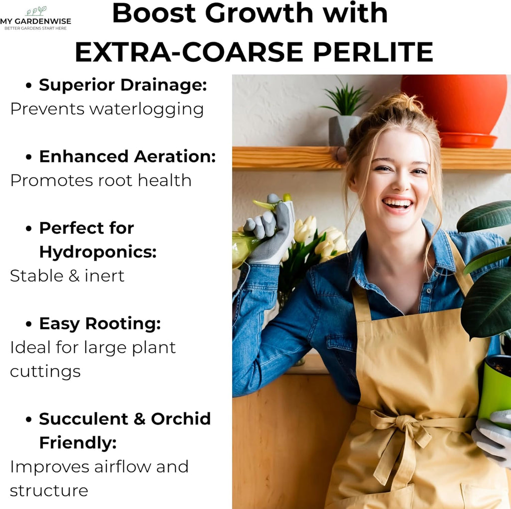 Perlite for Plants, Extra Coarse Grade 4 Horticultural Perlite, Organic Perlite for Gardening Indoor & Outdoor, Made in USA (5 quarts)