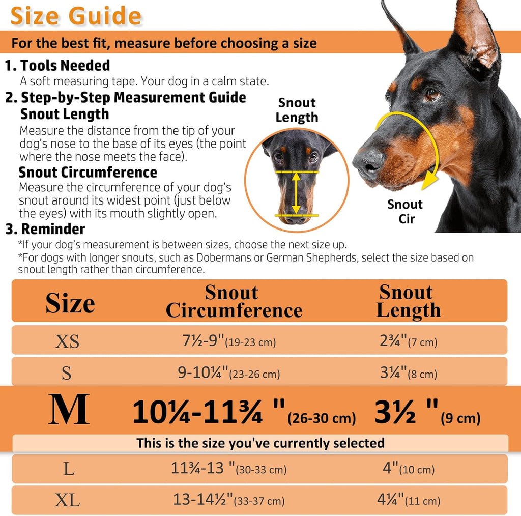 BARKLESS Dog Muzzle, Basket Muzzle for Biting, Chewing and Scavenging, Humane Cage Mouth Cover, Perfect for Grooming and Training Small, Medium, Large Aggressive Reactive Dogs (M, Black)