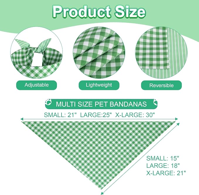 Dog Bandana Green Large 1PCS, Summer Spring Scarf - Image 3