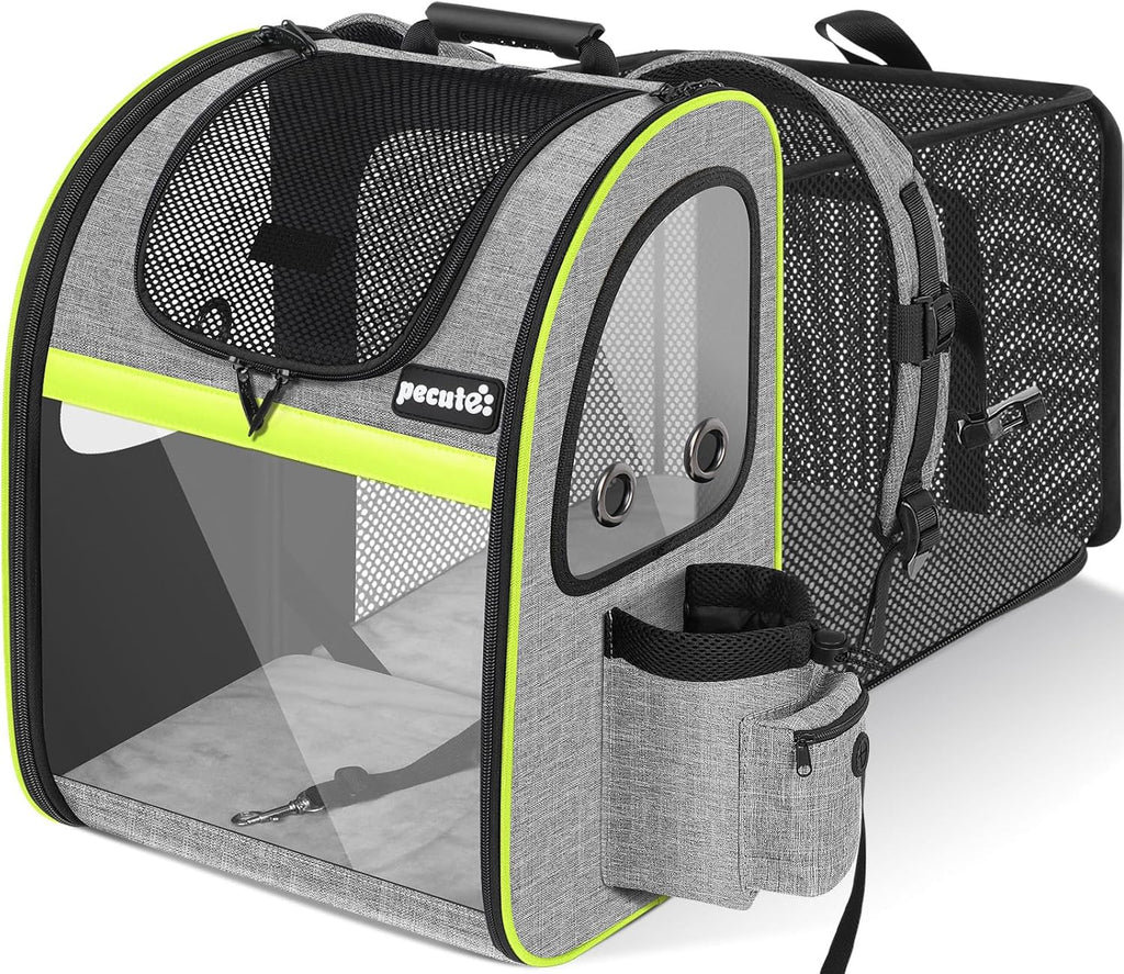 Pecute Pet Carrier Backpack, Cat Backpack Carrier, Expandable with Breathable Mesh for Small Dogs Cats Puppies, Dog Backpack Carrier for Hiking Travel Camping Outdoor, Hold Pets Up to 18 Lbs