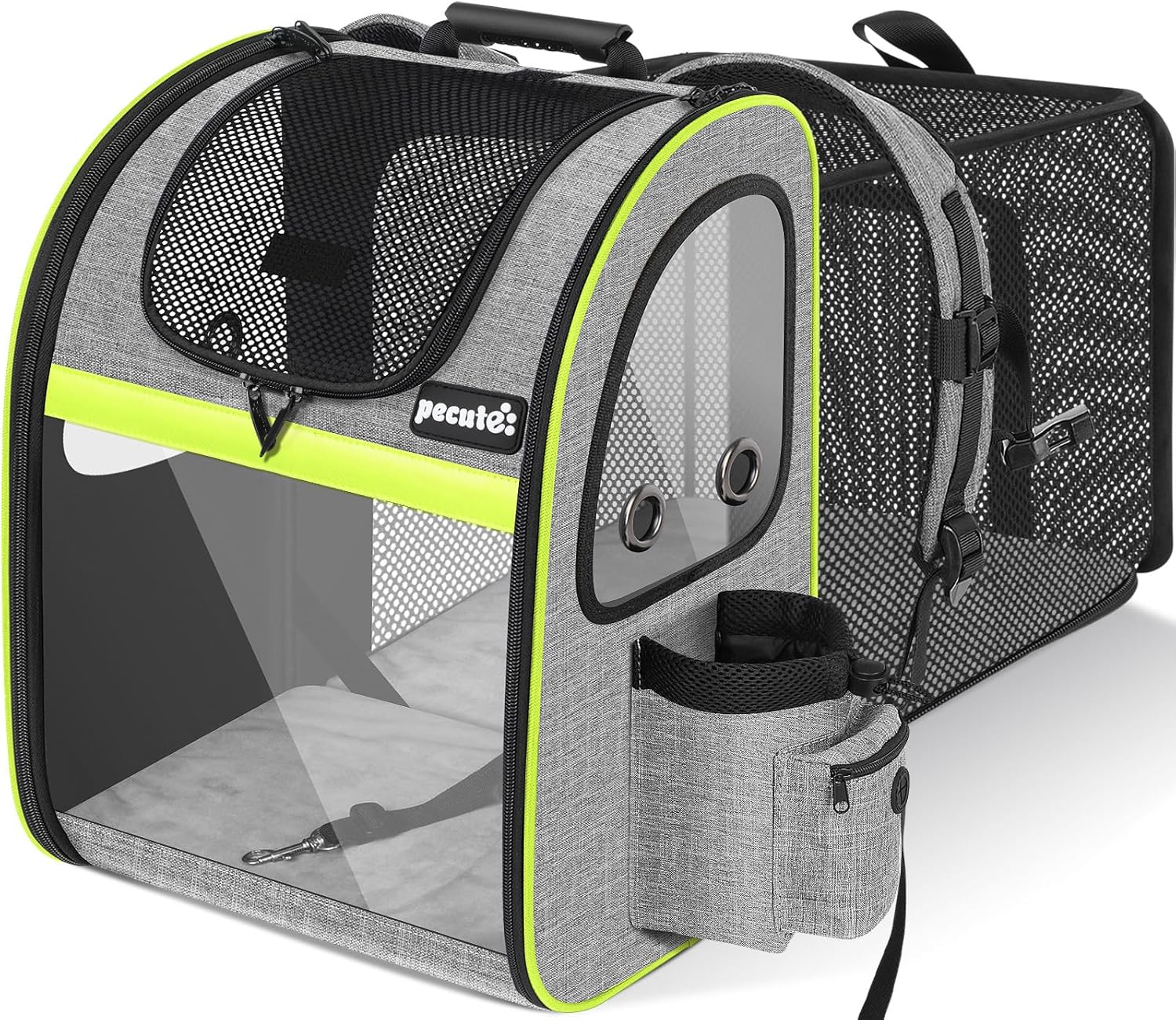 Pecute Pet Carrier Backpack, Cat Backpack Carrier, Expandable with Breathable Mesh for Small Dogs Cats Puppies, Dog Backpack Carrier for Hiking Travel Camping Outdoor, Hold Pets Up to 18 Lbs