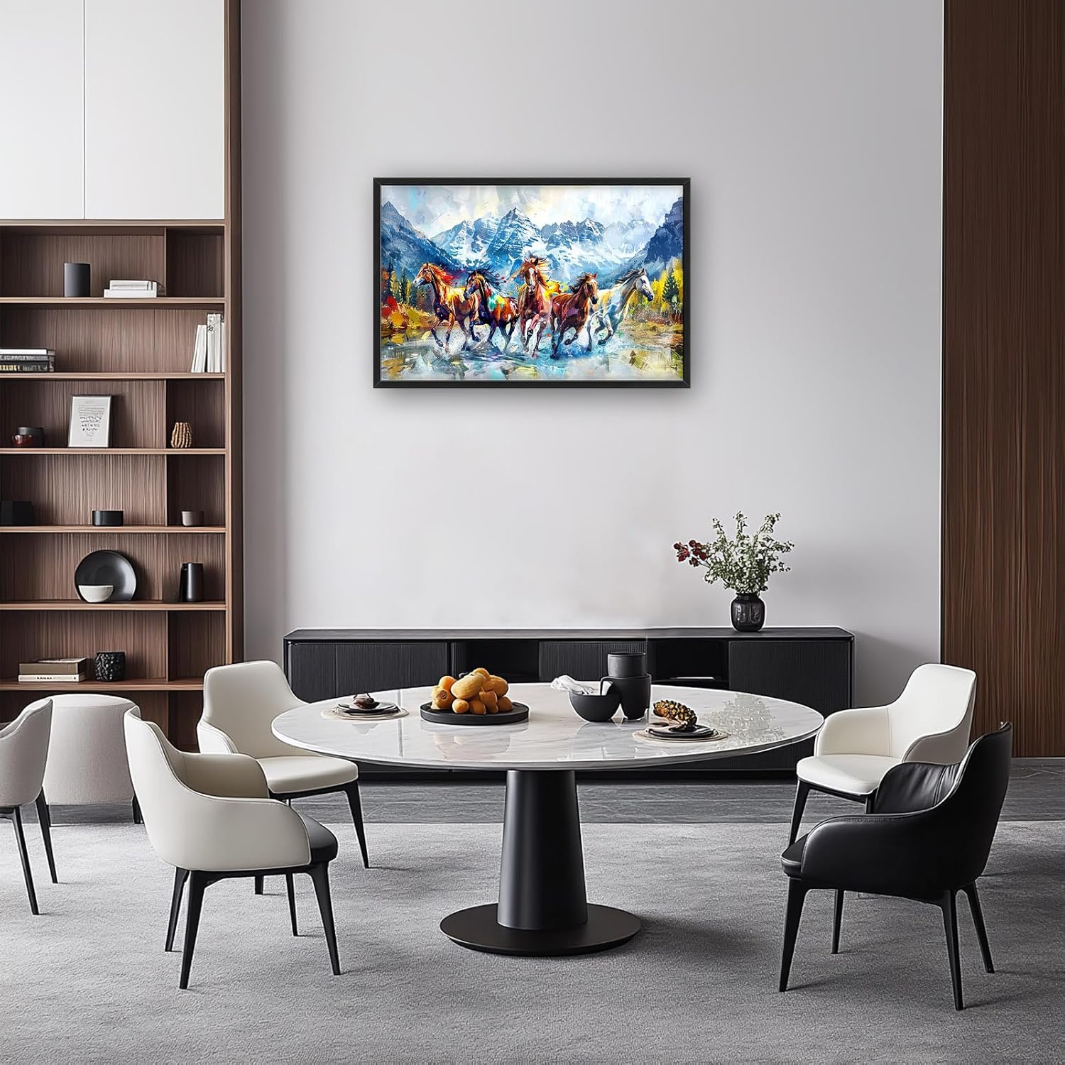 Horse Large Wall Art Running Horses Pictures Colorful Horse Mountain Landscape Wall Decor Wild Animal Nature Canvas Print Painting Artwork for Bathroom Living Room Bedroom 36L" x 24W"