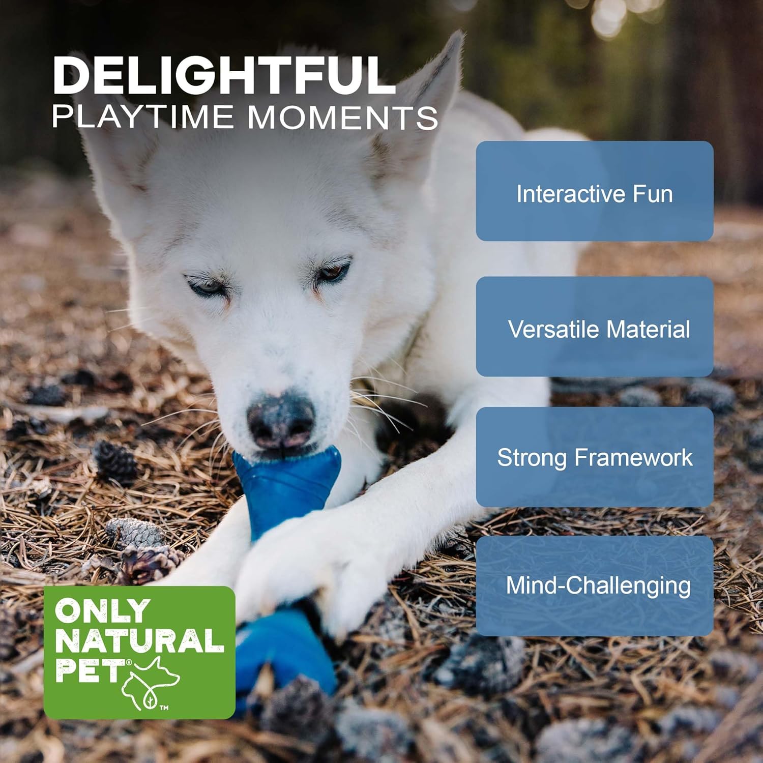 Only Natural Pet Rubber Boredom Buster Treat Stuffer Dog Toys - Interactive Stuffable Feeder Dispenser Fillable Durable Play Puppy Medium Large XS Chew Pup Hide Holder Easy Refill -BobbleBone/DarkBlue