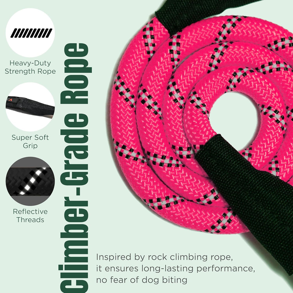 Dog Seat Belt for Car | Universal Dog Car Seatbelt | Durable Reflective Rope with Clip Hook Latch, Buckle and Carabiner- Safe and Secure Pet Safety Restraint (Pink)