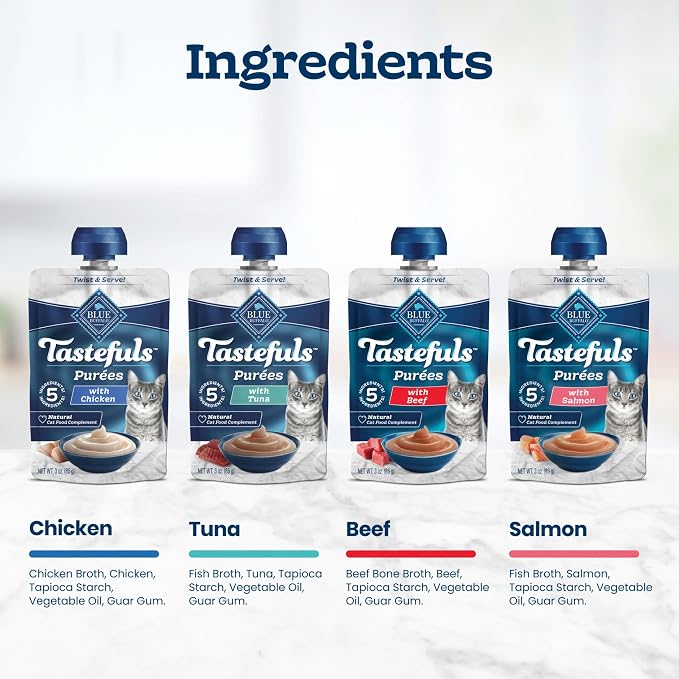 Blue Buffalo Tastefuls Purées Variety Pack Wet Cat Food Complement Made - Image 5