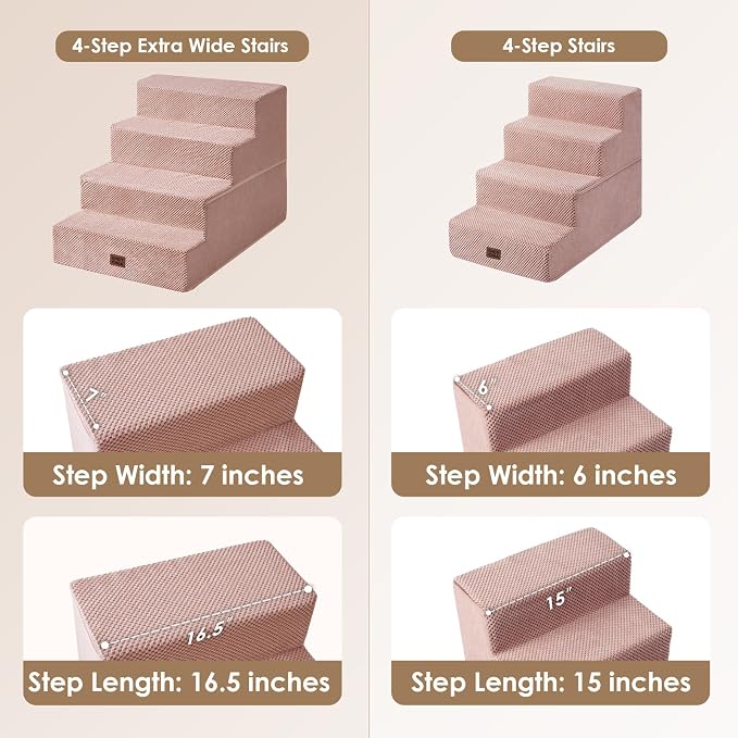 EHEYCIGA Dog Stairs for Bed 20" H, 4-Step Extra Wide Dog Steps for High Bed - Image 2