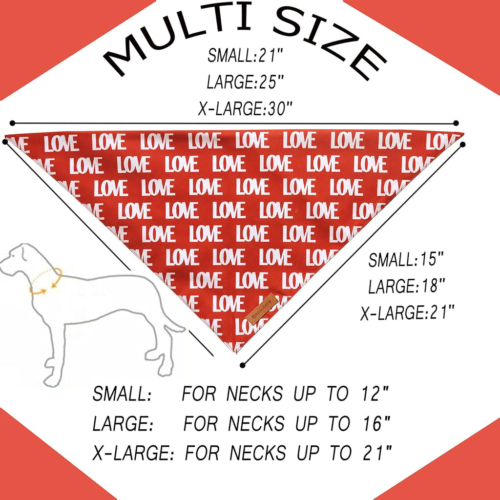 Realeaf Love Dog Bandanas 2 Pack, Triangle Reversible Mothers Day Valentine's Day Pet Scarf for Boy and Girl, Premium Durable Fabric, Holiday Bandana for Small and Medium Dogs (Small)