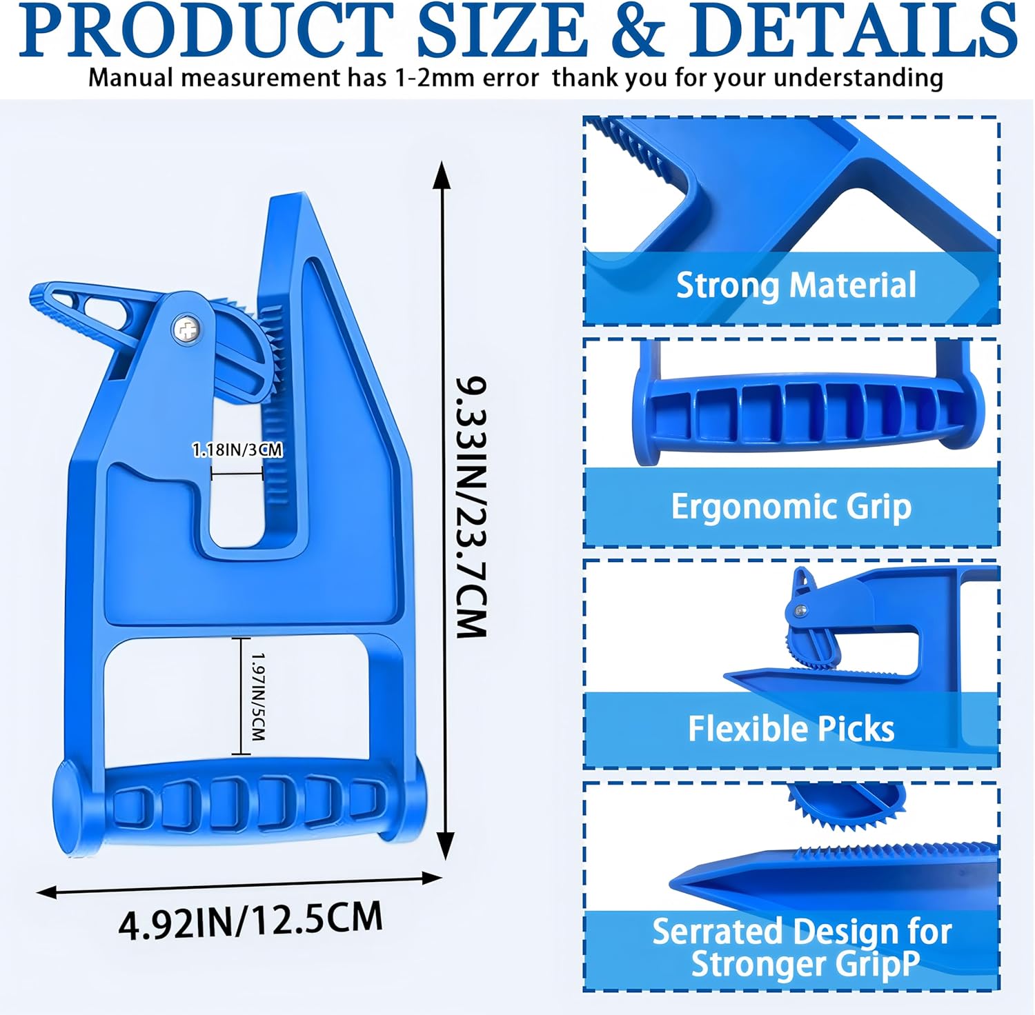 Stall Mat Gripper,2 PCS Heavy Duty Stall Mat Grippers,Mats Movers Tool,Stall Mats Handlers,Ergonomic Effortless Mat Puller for Horse Stalls,Gym,Barn,Home,Trailer Rubber Mats,Saves Your Back and Hands