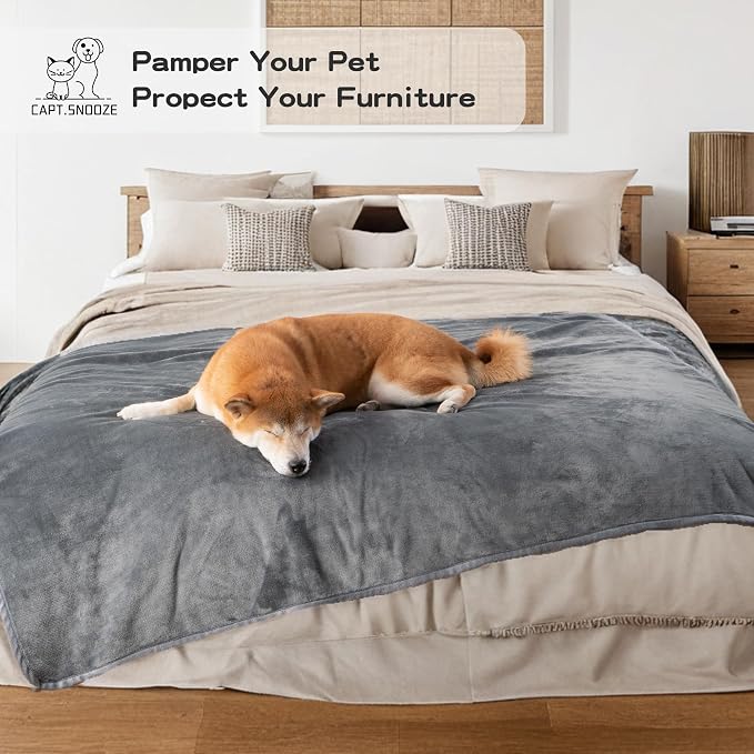 Waterproof Dog Blankets Dark Grey, Soft Fluffy Sofa Car Bed Protector, - Image 6