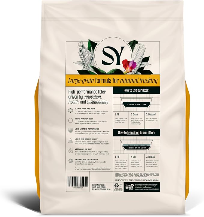 Sustainably Yours Natural Cat Litter, Large-Grain Formula, Low Tracking - Image 2