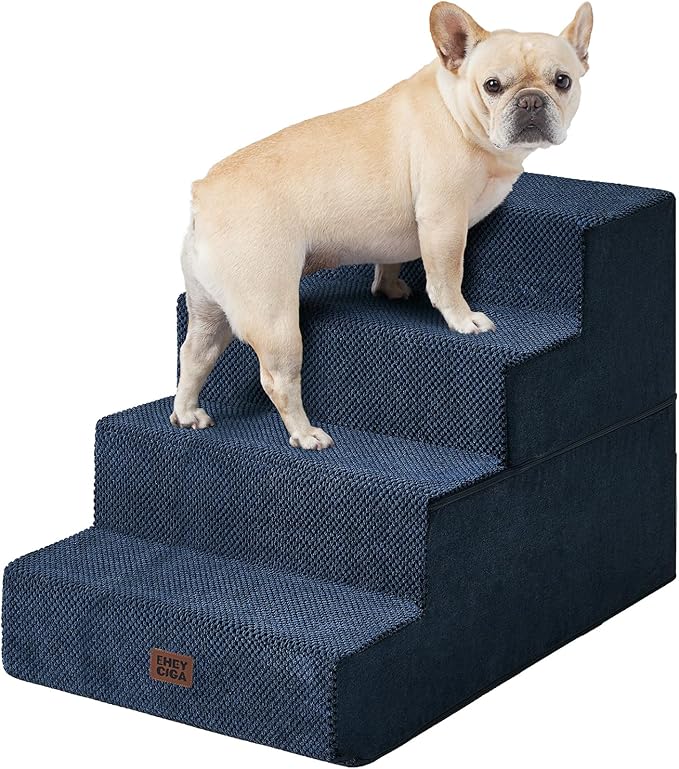 EHEYCIGA Dog Stairs for Bed 20" H, 4-Step Extra Wide Dog Steps for High Bed by EHEYCIGA