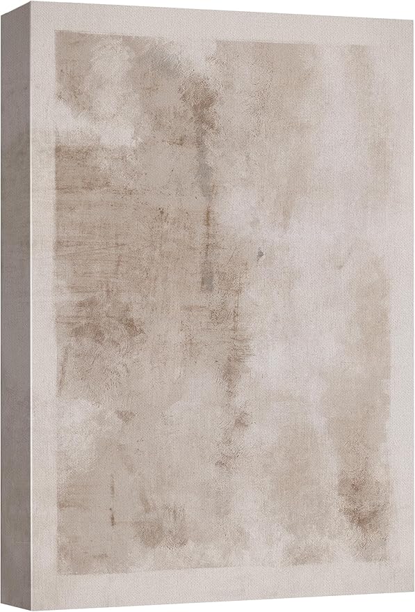 SIGNWIN Canvas Print Wall Art Faded Textured Brown & White Color Blocks Abstract Shapes Illustrations Minimalism Contemporary Nordic Decorative for Living Room, Bedroom, Office - 24"x36"