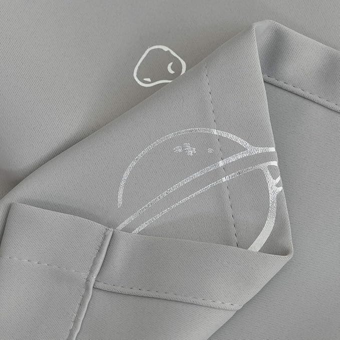 Vangao Grey Kids Curtains for Boys Bedroom Space Theme Blackout Curtains for Kids Nursery Girls Room 84 Inches Length Silver Foil Print Drapes Grommet Top Window Treatments Set 2 Panels