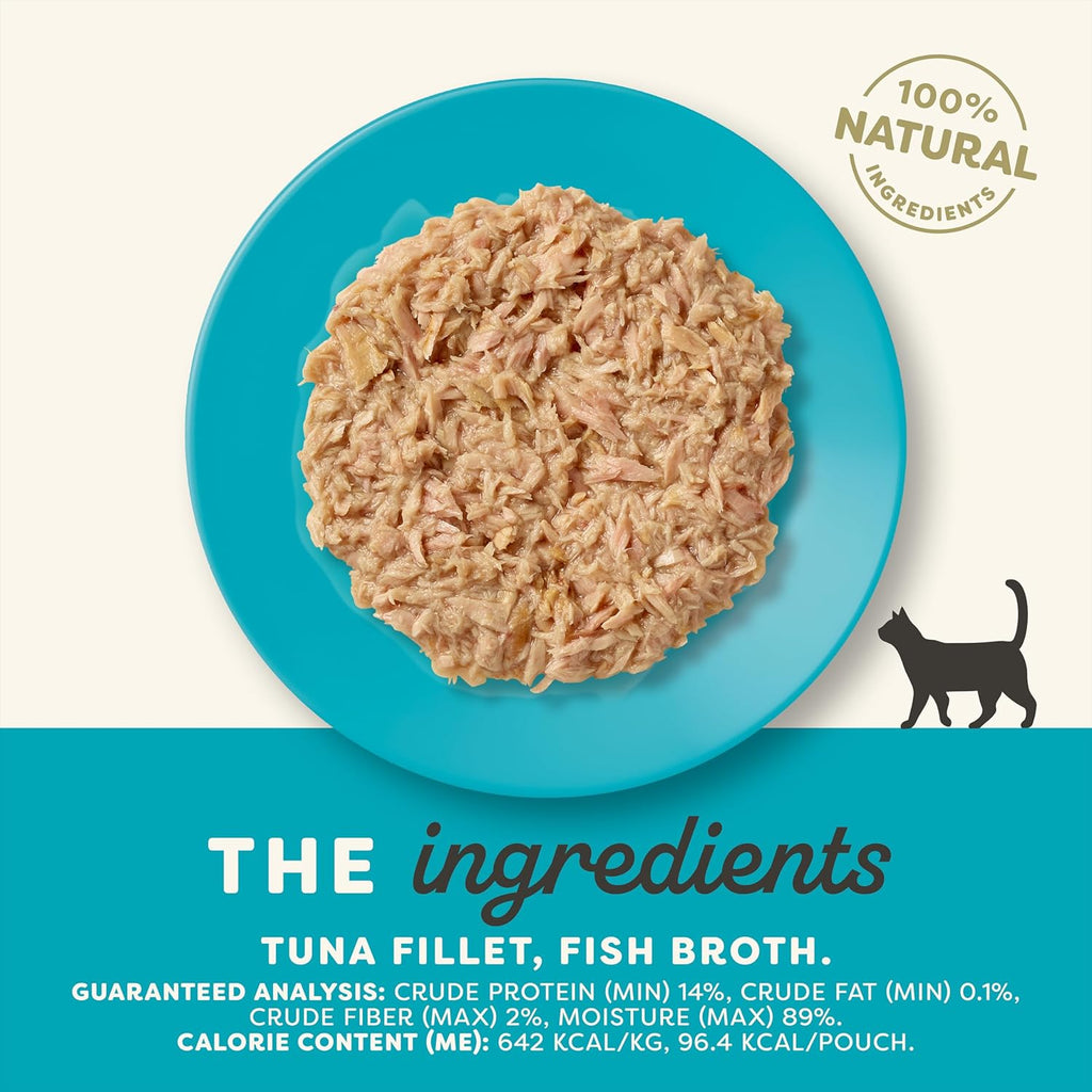 Applaws Natural Wet Cat Food in Broth, Limited Ingredient Wet Cat Food Pouches, No Additives, Made with Natural Ingredients, Tuna Fillet in Broth (12 x 5.3oz Pouches)