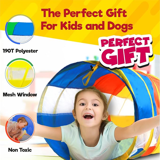 Hide N Side 2-Pack 6ft/12ft Crawl Through Play Tunnel Toy, Pop up Tunnel - Image 6