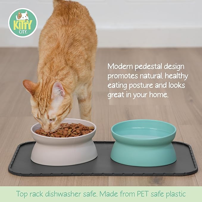 Kitty City Raised Cat Bowls, Large Bowl 2pk - Image 2