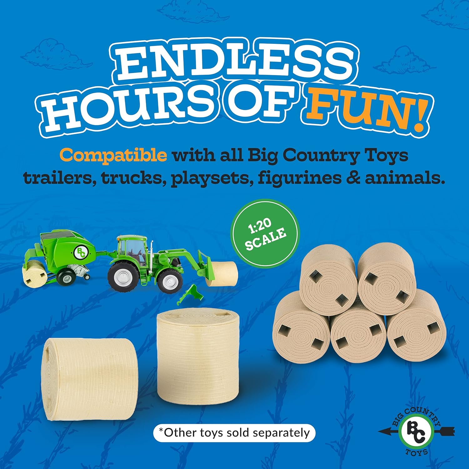 Big Country Toys 5-Piece Hay Bale Set - Toy Hay Bales for Farm Animal Toys for 3 Year Old Boys & Girls
