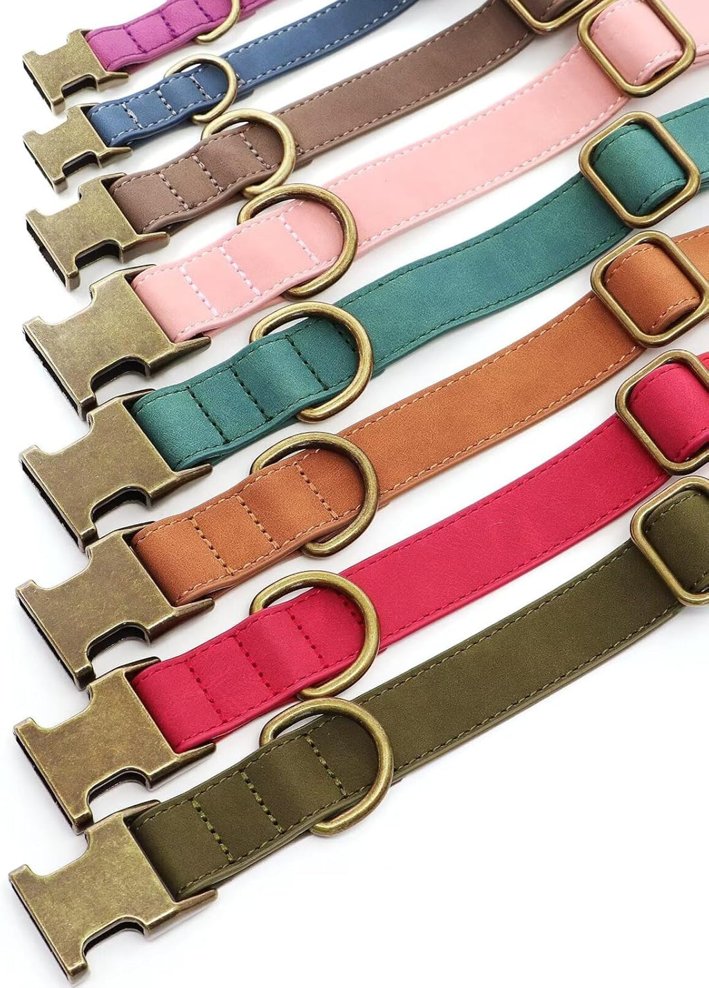Didog Soft PU Leather Dog Collar, Stylish Quick Released Dog Collars for Large Dogs, Easy Clean Adjustable Pet Collar for Daily Walking, Dark Green, XL Fit 17-27" Neck