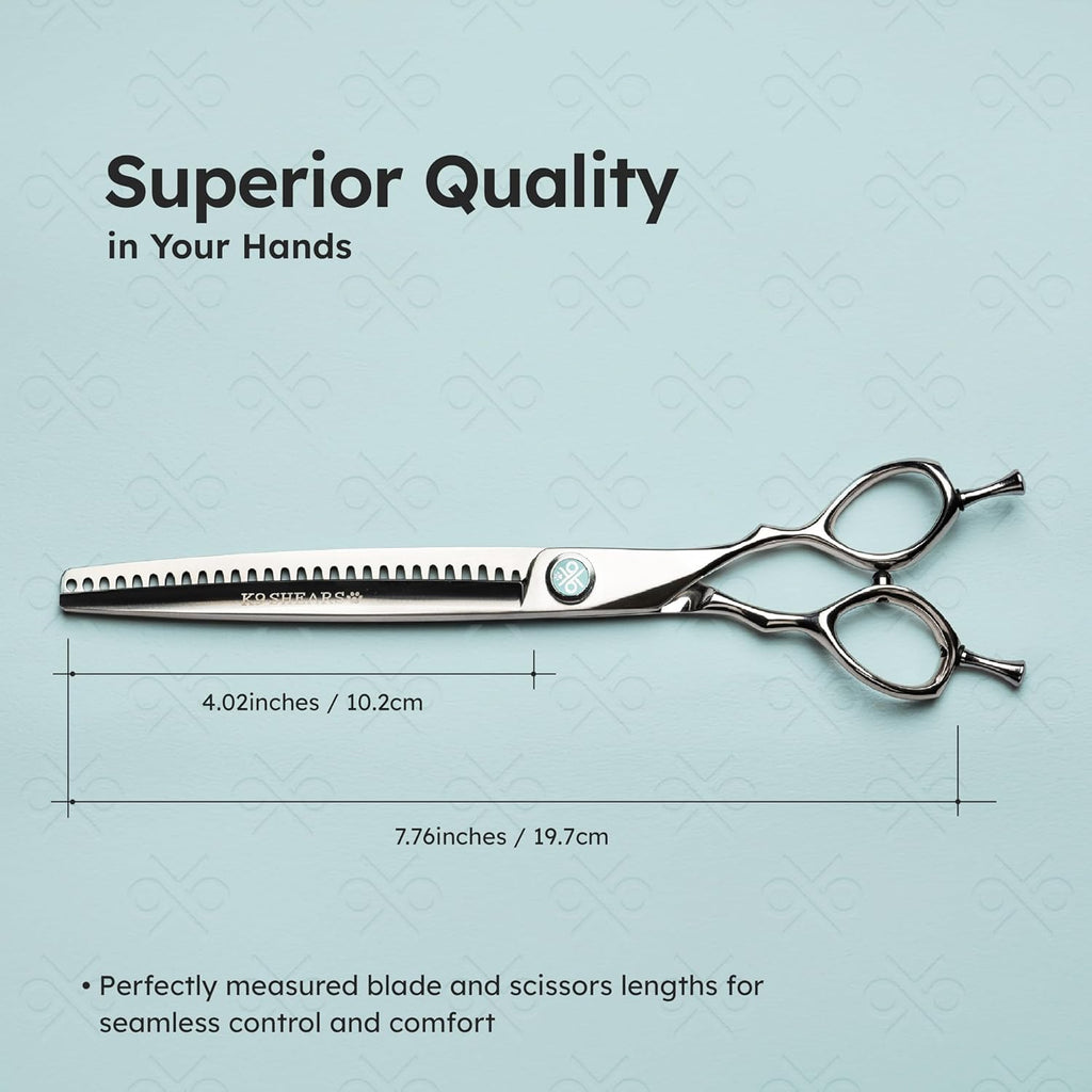 8” Dog Grooming Chunker Scissors – VG10 Japanese Steel Professional Pet Shears for Cats & Dogs | Fast Hair Release Design | Lightweight, Ergonomic, Handcrafted | Thinning Rate 60-70% | K9 Shears