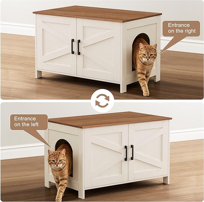 Homhedy Cat Litter Box Enclosure, Litter Box Furniture Hidden - Image 6