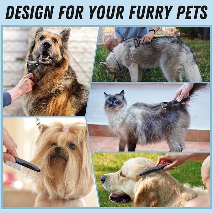 Docrok Pet Grooming Brush and Metal Comb Combo, Cat Brush Dog Brush - Image 7
