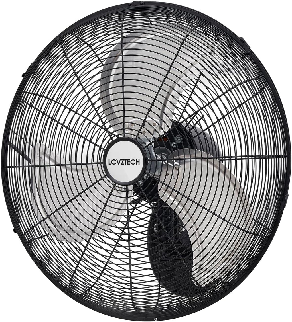 20 inch Wall Mount Fan Oscillating, 3-Speed 5500 CFM High Velocity Industrial Wall Mounted Fan, Heavy Duty Air Circulator for Garage, Shop, Gym, Workshop, Covered Patio - UL Listed
