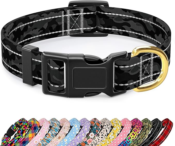Reflective Dog Collar for Large Dogs, Cute Camouflage Adjustable Heavy-Duty by TMOODEL