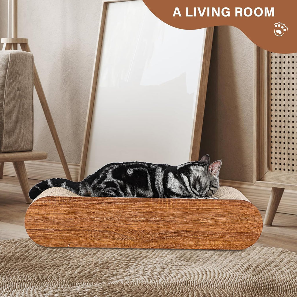 Cat Scratcher, Cardboard Lounge Bed, Bone Shape Design, Recyclable Corrugated Scratching Pad, Stable and Durable, Furniture Protector, Reversible, Brown