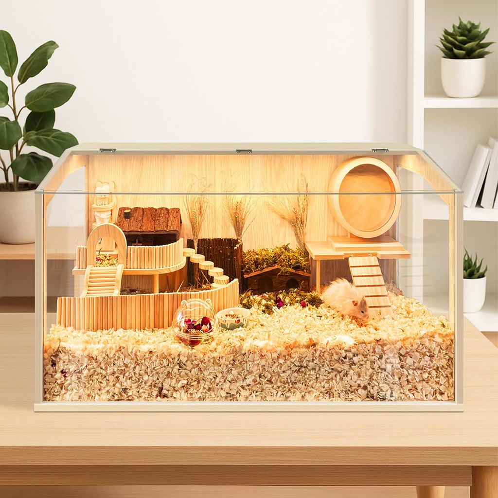 Prolee Hamster Cage Chewproof, Large Hamster Cage Guinea Pig Cages Openable Top with Acrylic Sheets Solid Built, 24"