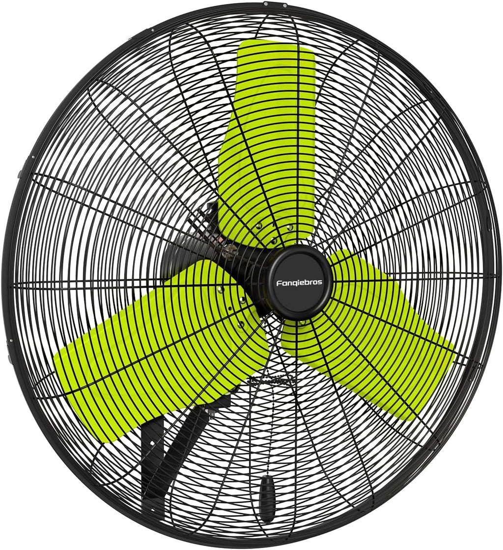 Pro 9500 CFM 24" Outdoor IP44 Waterproof Wall Mount Fan, 3-Speed Oscillating Metal Fans with Enclosure Motor, Heavy Duty Wall Fan for Patio, Warehouse, Garage, and Jobsite