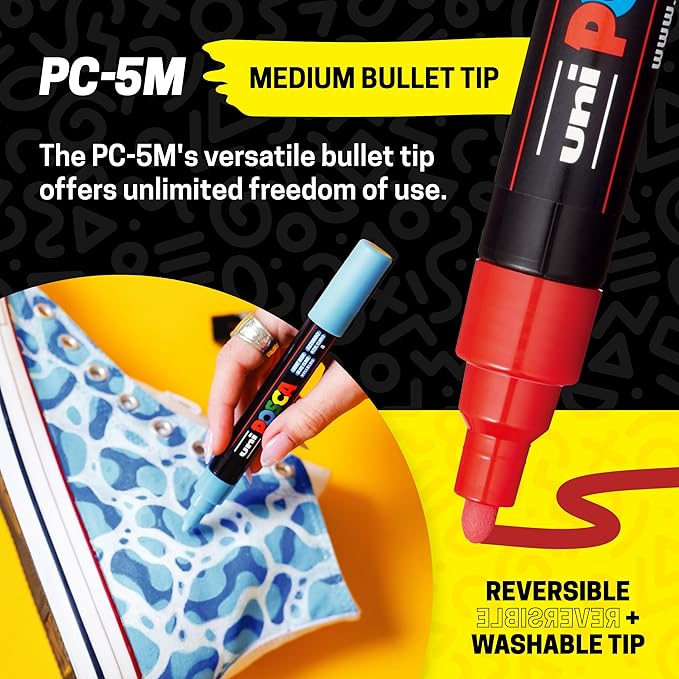 Posca Exclusive Holiday 3M and 5M Paint Markers Gift Set of 22 with Carrying Case, Great for Kids and Adults, Acrylic Art Markers for Coloring Canvas, Wood, Glass and Metal