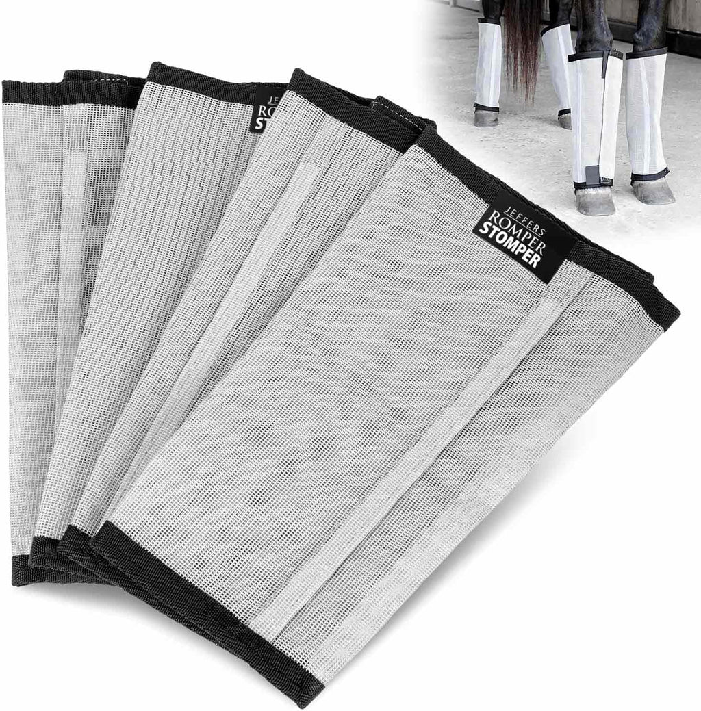Jeffers Romper Stomper Fly Boots for Horses - Grey, Large – Breathable Mesh Leg Wraps for Insect Protection, Stable Accessories for Summer Turnout, Ride Gear, Horse Hoof & Leg Care - 4 Pack