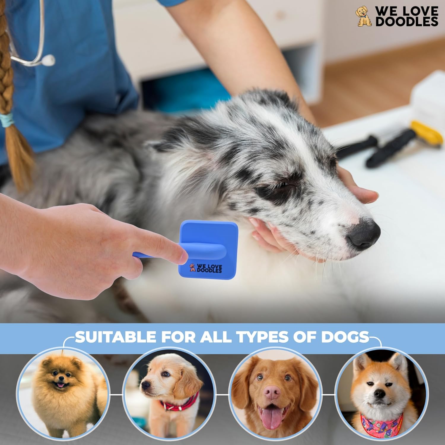 We Love Doodles Grooming Bundle Extra Small Dog Slicker Brush & Lavender Doodle Detangler Spray - for Grooming Pet Hair, Detangler Spray for Dogs - Tangle Remover