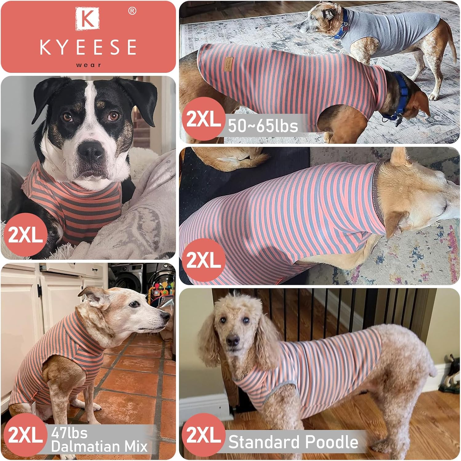 KYEESE 2Pack Dog Sweater Stretchy Dog Sweatshirt Warm Pet Coats Soft Pet Clothes Pullover Sweaters for Medium Dogs Girl Turtleneck Large Dogs Sweater