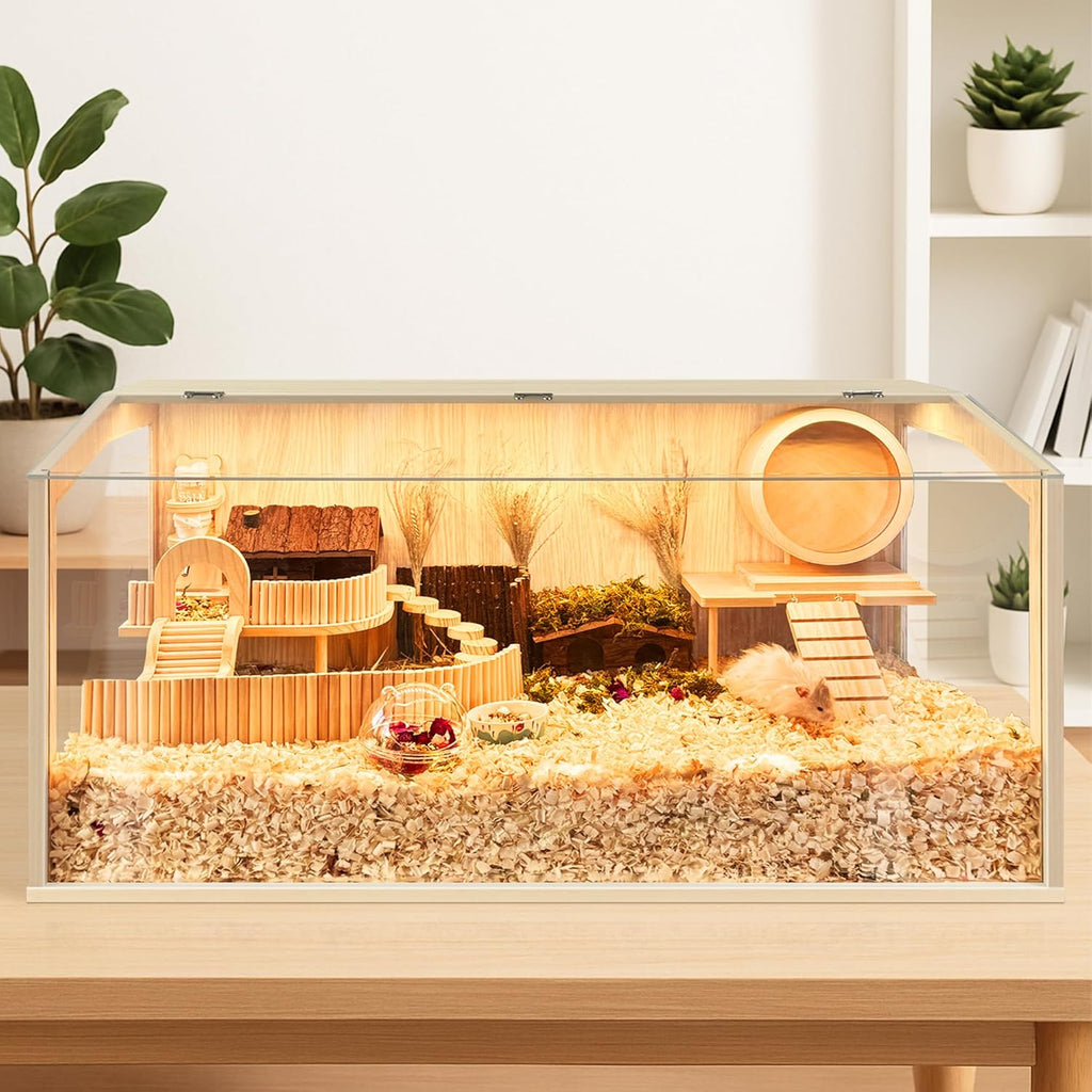 Prolee Hamster Cage Chew Proof, Guinea Pig Cages, Mice and Rat Habitat Openable Top, Hamster Habitat Solid Built