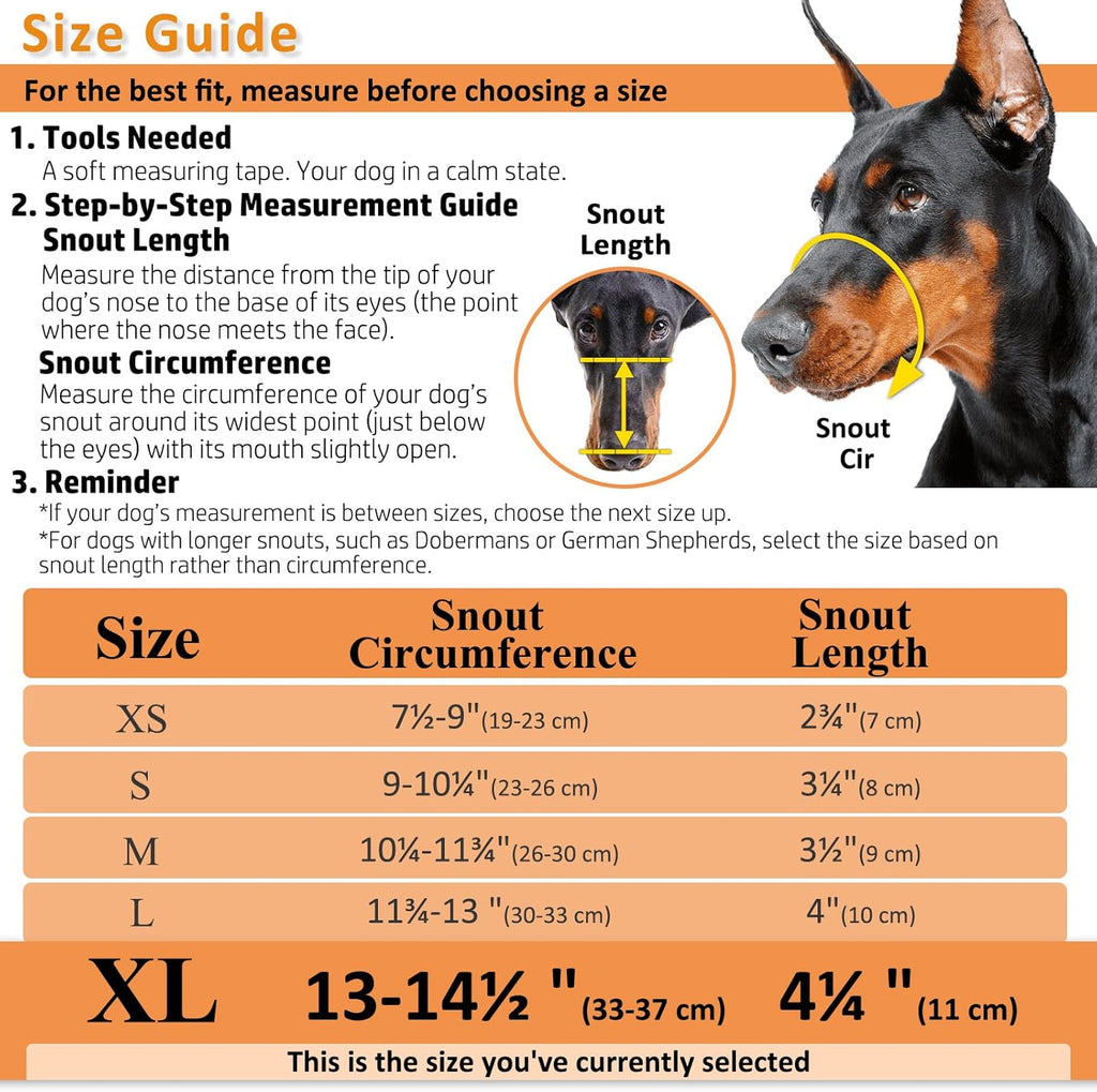 BARKLESS Dog Muzzle, Basket Muzzle for Biting, Chewing and Scavenging, Humane Cage Mouth Cover, Perfect for Grooming and Training Large Aggressive Reactive Dogs (XL, Black)