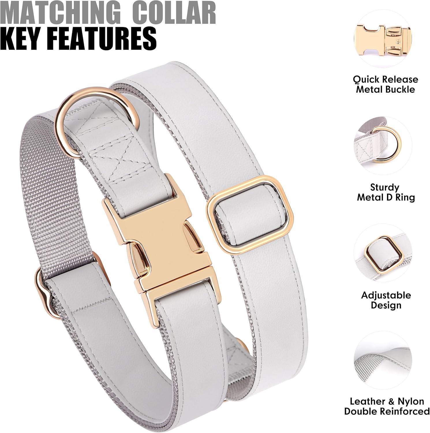 PET ARTIST Soft PU Leather Dog Collar for Medium Dogs, Bright & Classic Nylon Padded Durable Dog Collar Leather with Quick Release Metal Buckle Adjustable for Male Dogs, Neck Fit 13-19"
