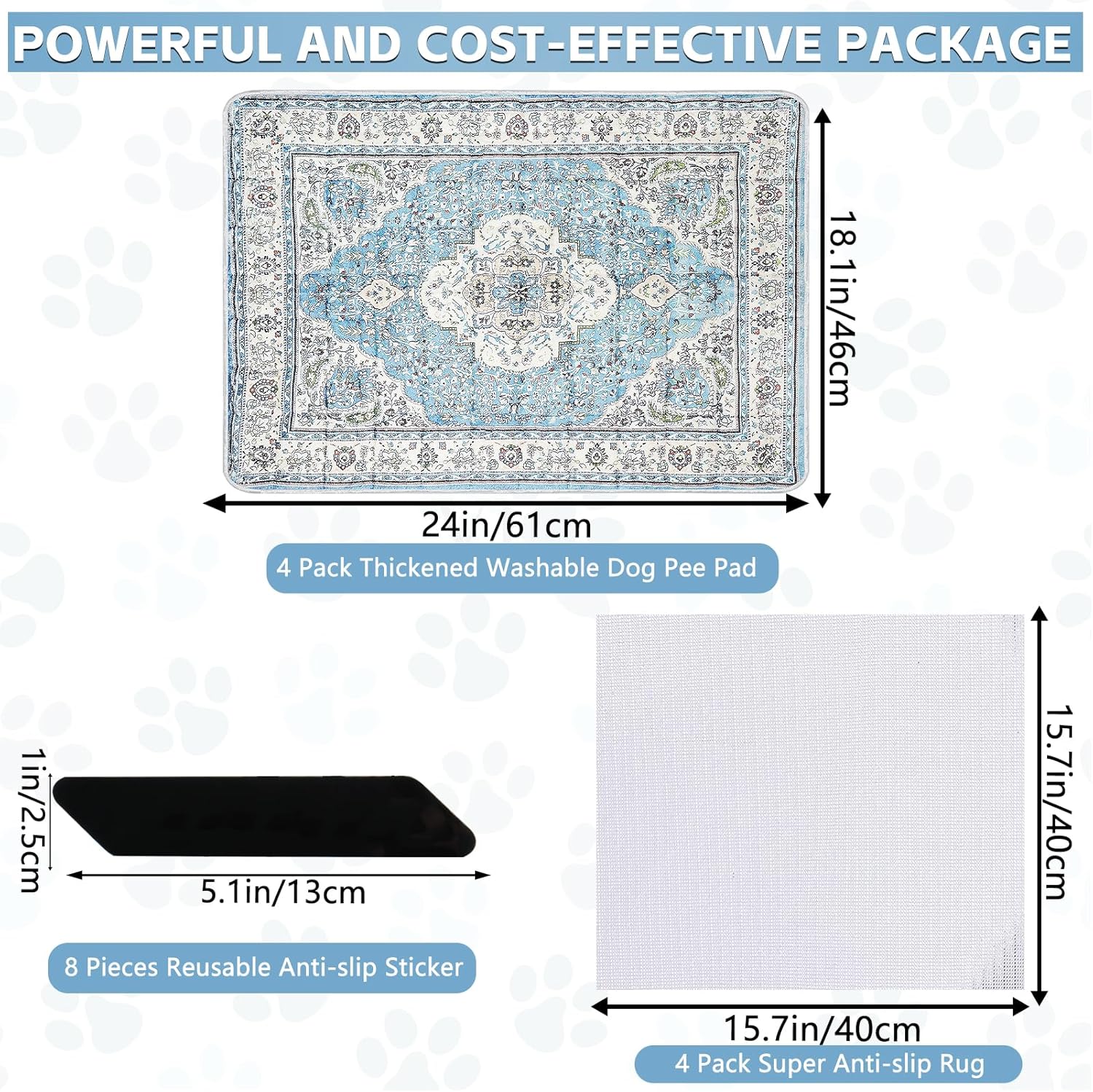Washable Thickened Pee Pads for Dogs, 4 Pack (18"x24") Upgrade Reusable Puppy Pads with Non-Slip Rug, Super Absorbent Leakproof Puppy Training & Whelping Pads for Dogs, Doggie