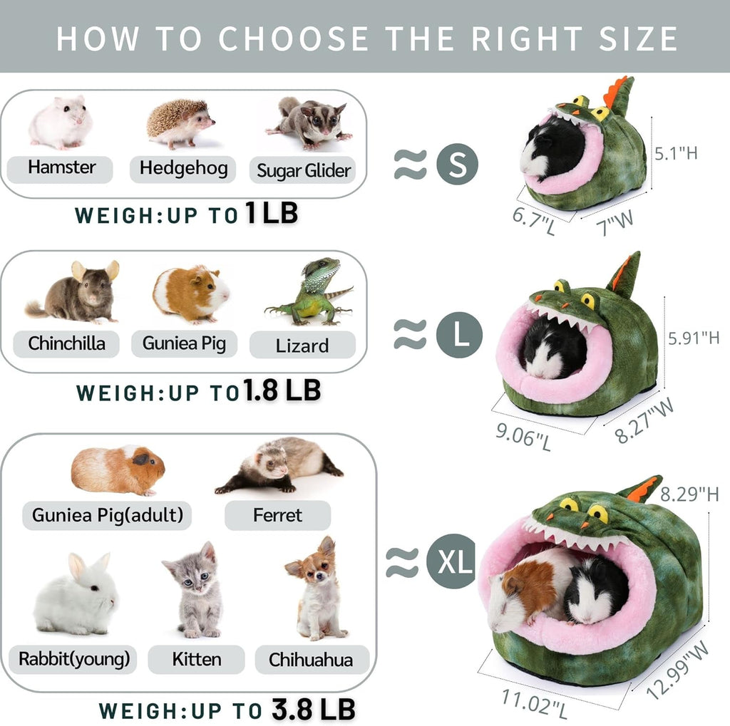 JanYoo Hedgehog Rat Bed Guinea Pig House Hamster Supplies Chinchilla Cage Ferret Rat Gerbil(S,Crocodile)