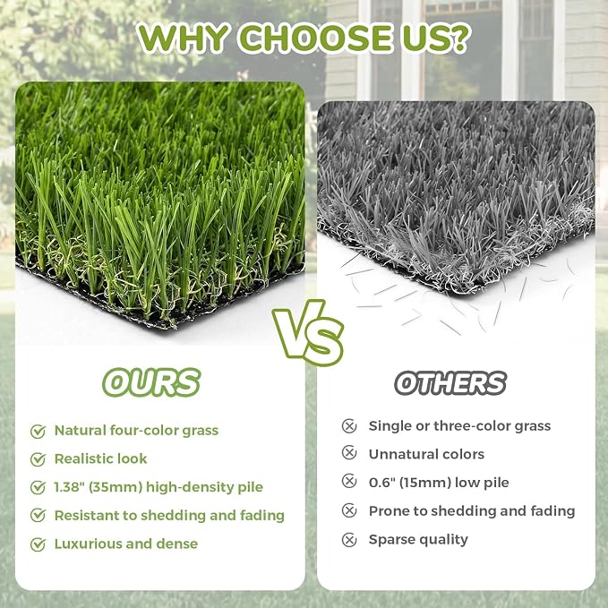 Artificial Grass Rug Indoor Outdoor, 7 x 15FT Faux Grass Turf - Image 5