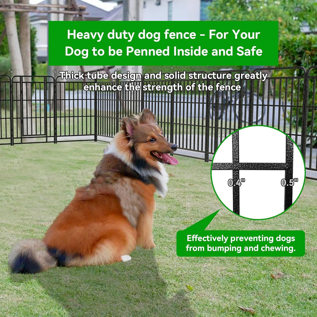 Dog Playpen Outdoor 24 Panels Heavy Duty Dog Fence 40" Height with Thick Pipe Anti-Rust with Doors Portable for RV Camping Yard, Total 54FT, 227 Sq.ft, Snowy Black