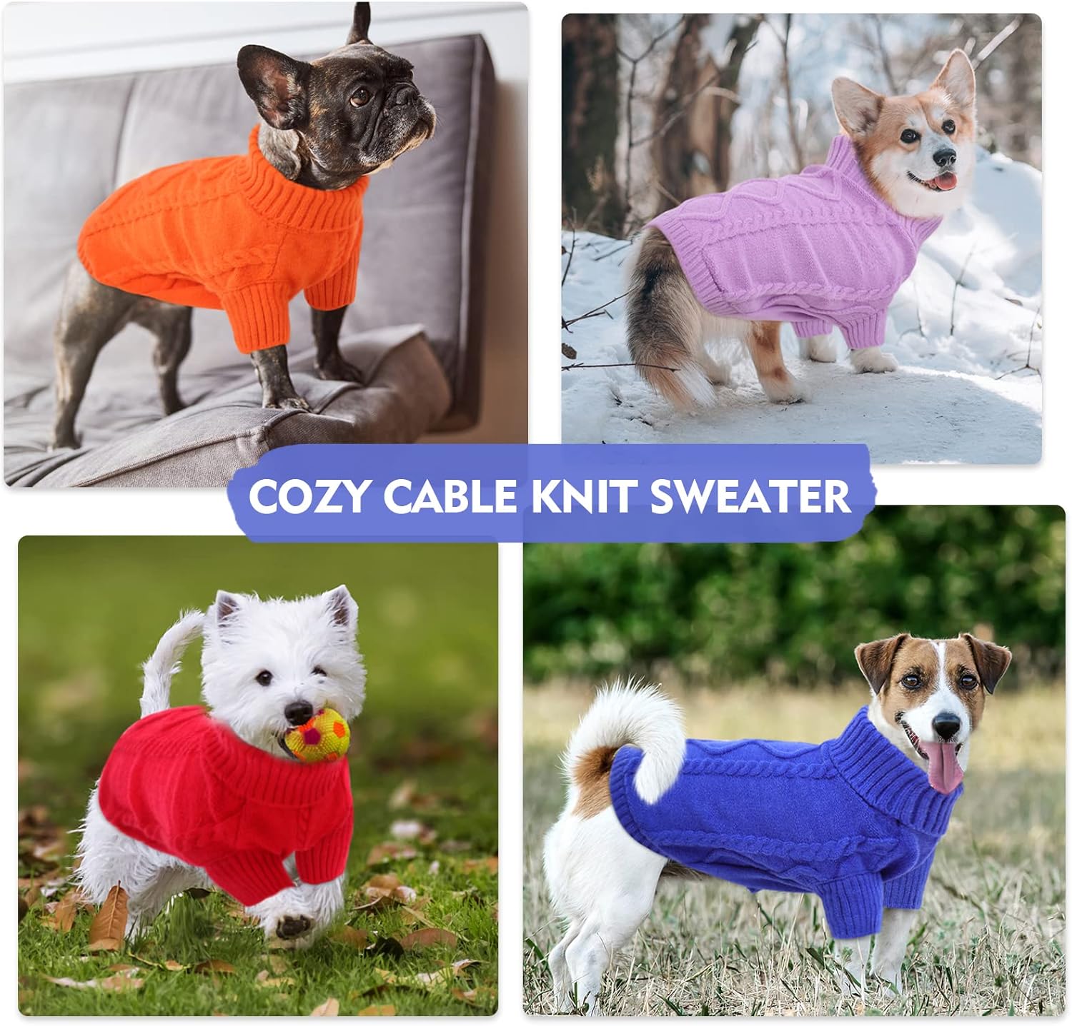 Queenmore XXL Dog Sweaters,Large Dog Sweater for Pitbull Doberman,Warm Turtleneck Knitted Big Pet Sweater for Male Femal Dogs,Extra Large Size Dogs Winter Clothes (Red,2XL)