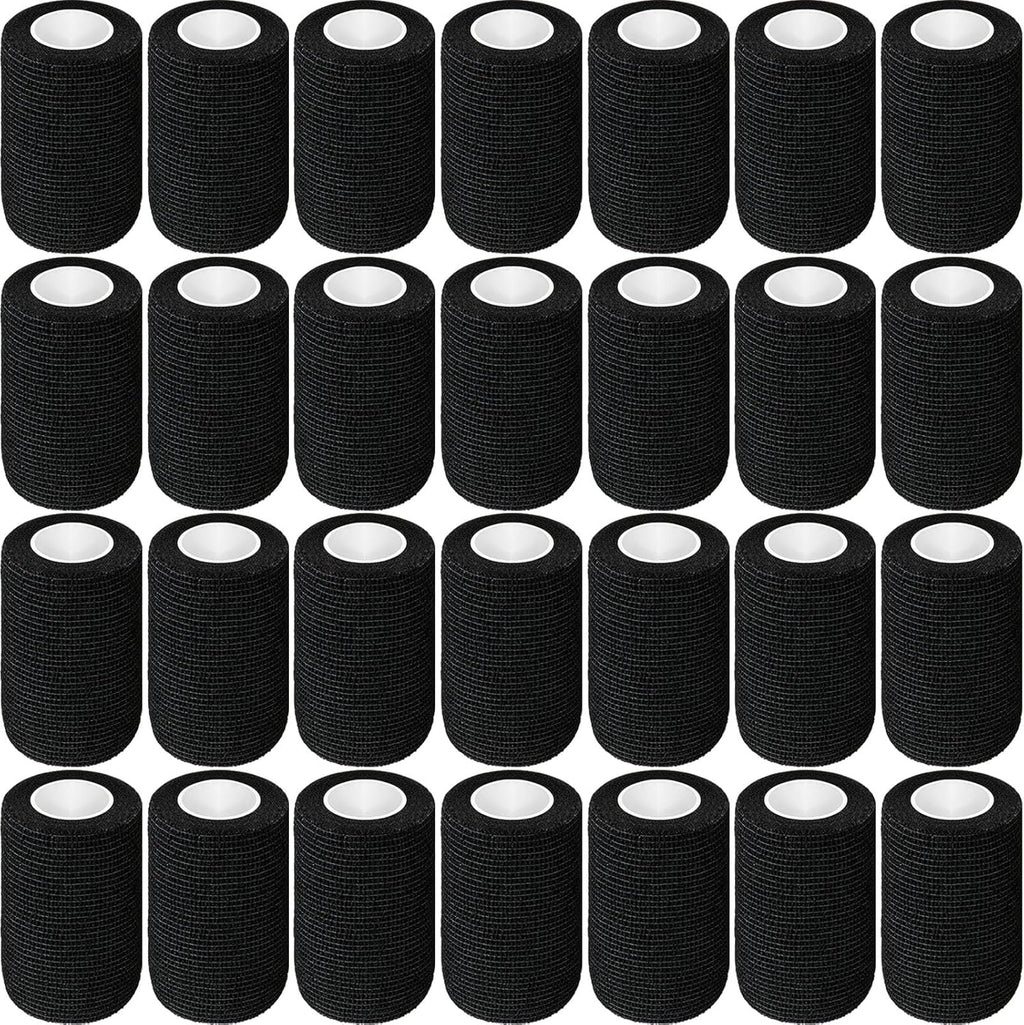Treela 36 Pcs Self Adherent Bandage 3" X 5 Yard Wrap Breathable Cohesive Bandage Elastic Adhesive Tape for Stretch Athletic Sports Wrist Ankle(Black)