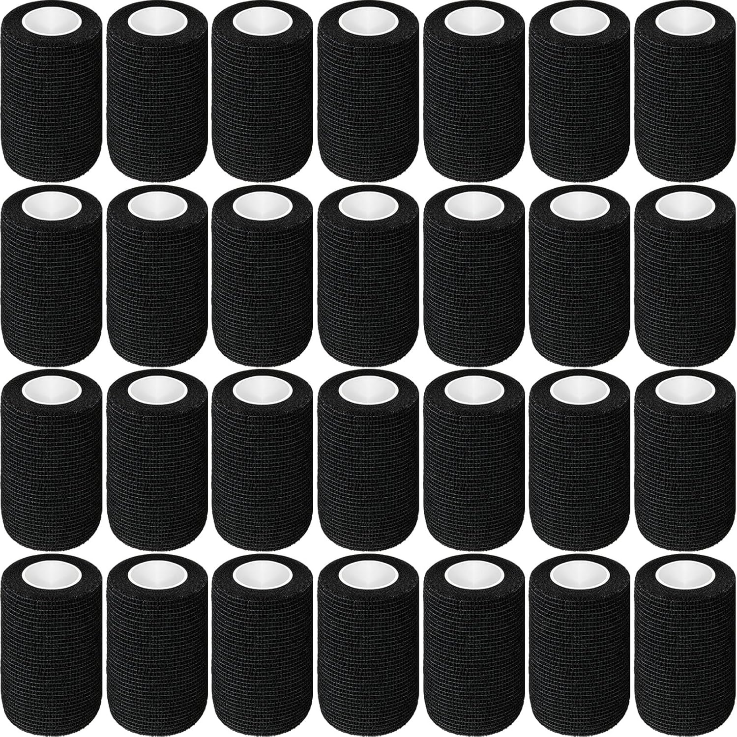 Treela 36 Pcs Self Adherent Bandage 3" X 5 Yard Wrap Breathable Cohesive Bandage Elastic Adhesive Tape for Stretch Athletic Sports Wrist Ankle(Black)