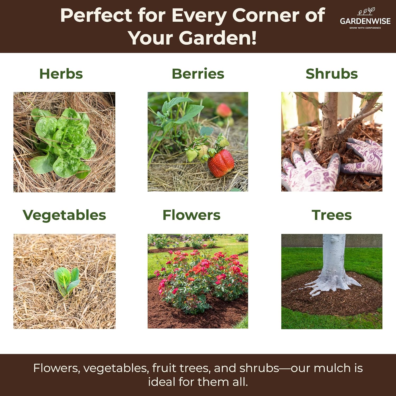 Premium Organic Wood Mulch for Gardens, Landscaping, Potted Plants, and Vegetable Gardens (1.3 CF - 37 L - 39 QTS)