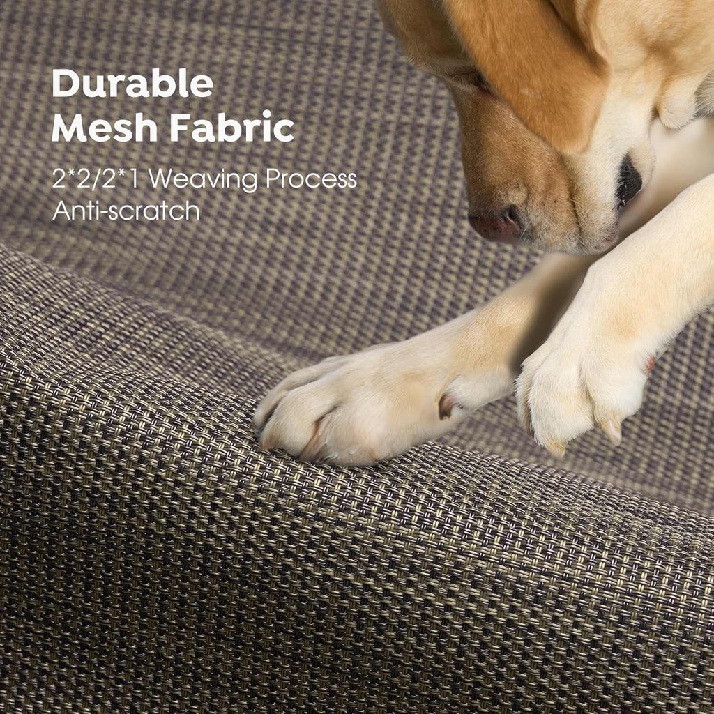 Veehoo Original Outdoor Elevated Dog Bed, Cooling Raised Dog Cot for Large Dogs, Portable Standing Pet Hammock Platform with Washable Breathable Mesh, No-Slip Feet, XX-Large, Brown, CWC2201